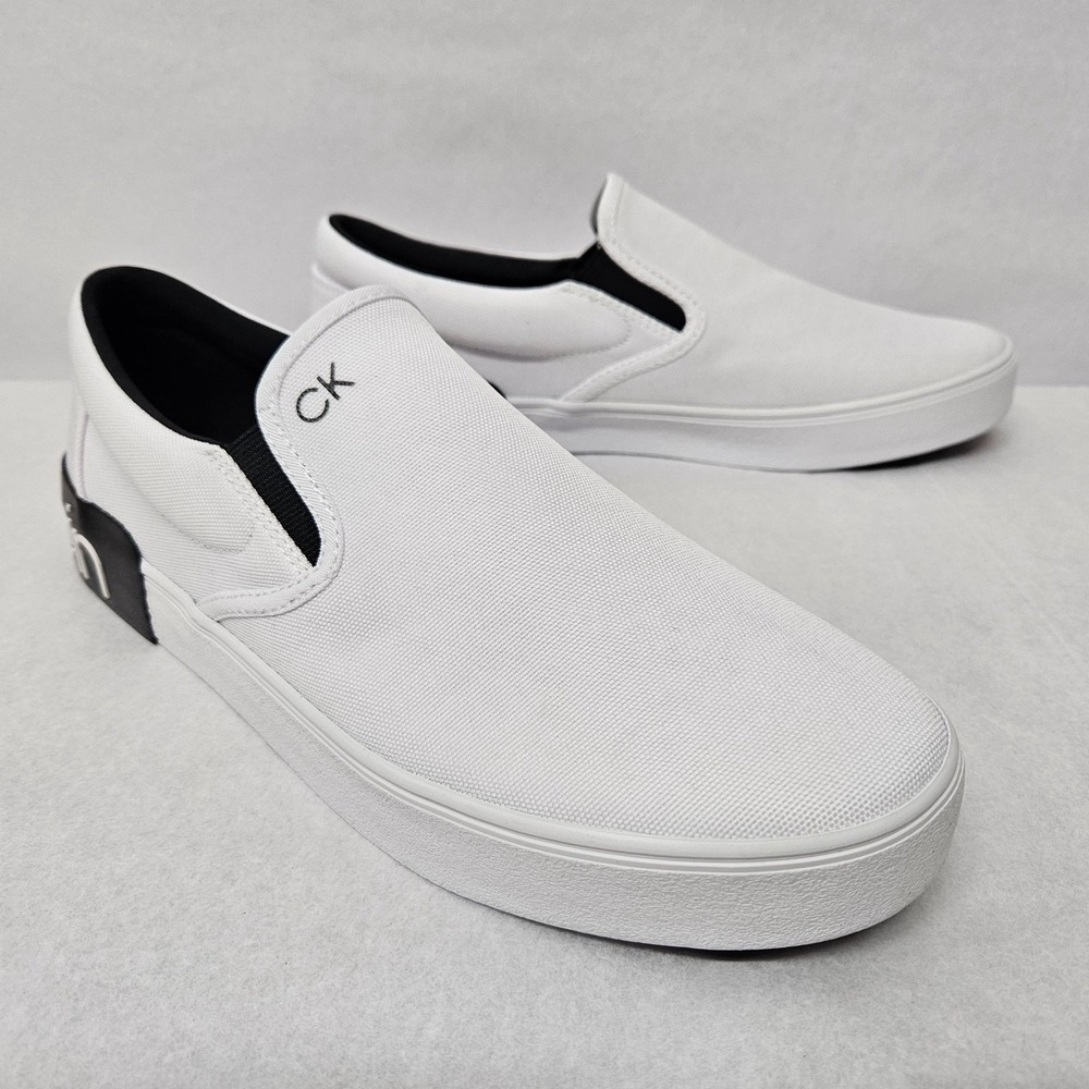 Calvin Klein Men's Ryor Casual Slip‎ On Shoes CMRYOR2 White Black Sz 9